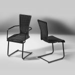 Jimmy Rundrohr-Freischwinger-Stuhl mit Sitz und Rücken in hochwertigem Saleen-Geflecht